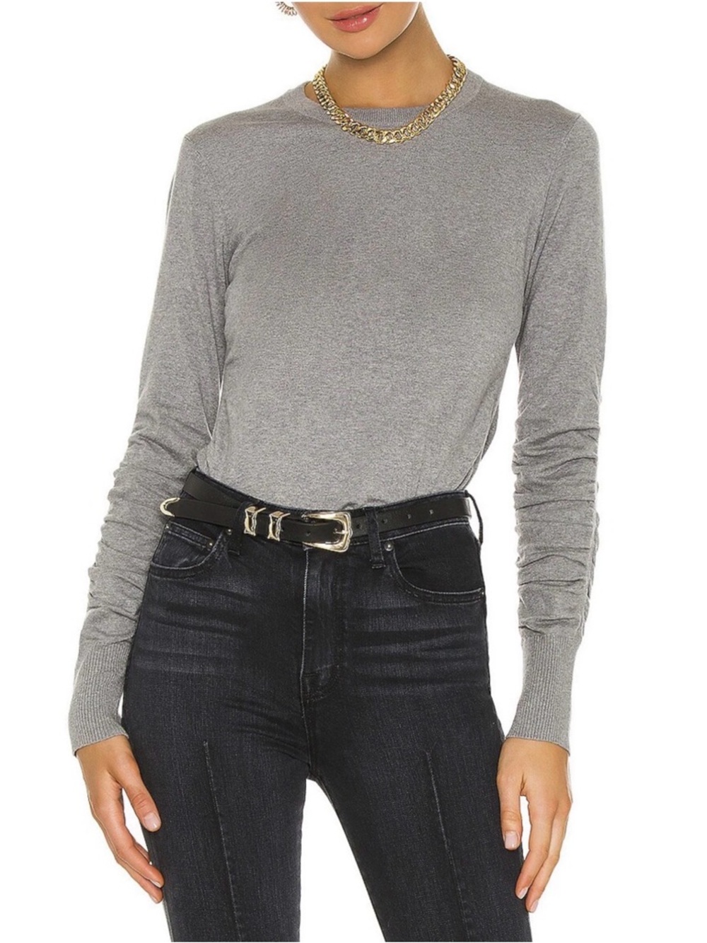 Frame Grey Ribbed Crewneck Sweater